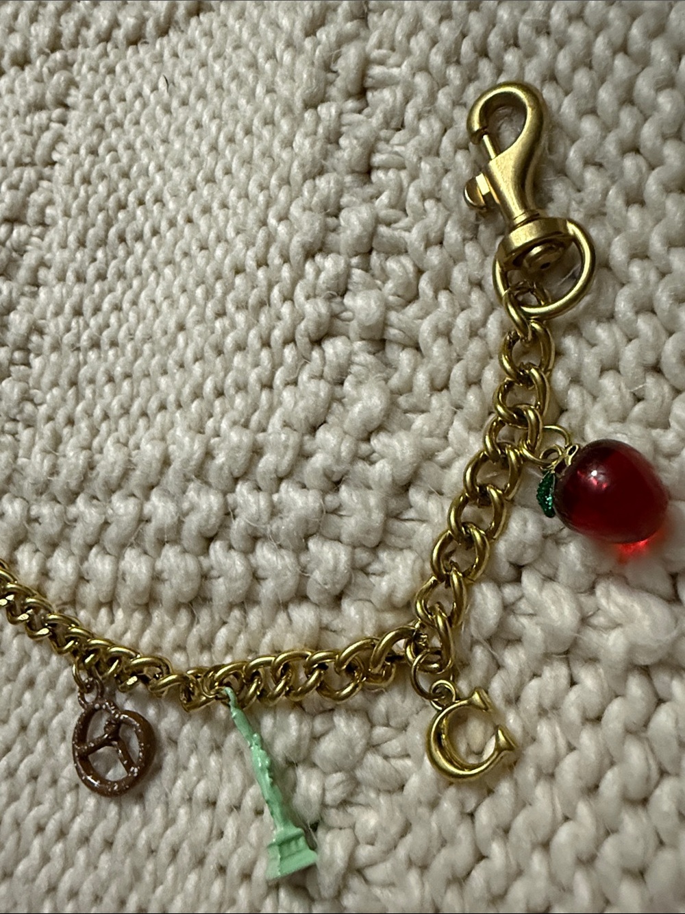 Coach Gold Charm Bracelet with Red, Yellow, Mint, and Rose-Gold Accents - Picture 5 of 6